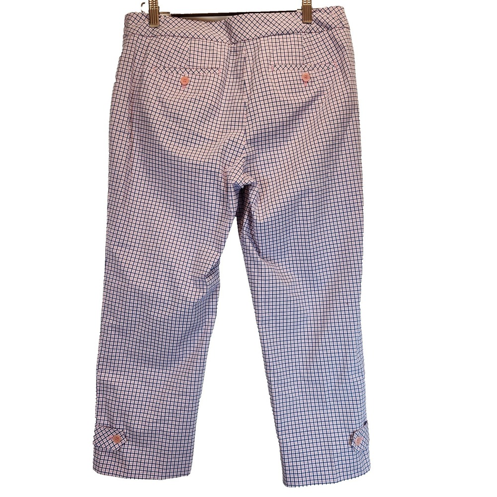 Talbots Signature Womens Size 8 Blue Rose Plaid Fit Cropped Stretch Pants Career - Picture 2 of 8